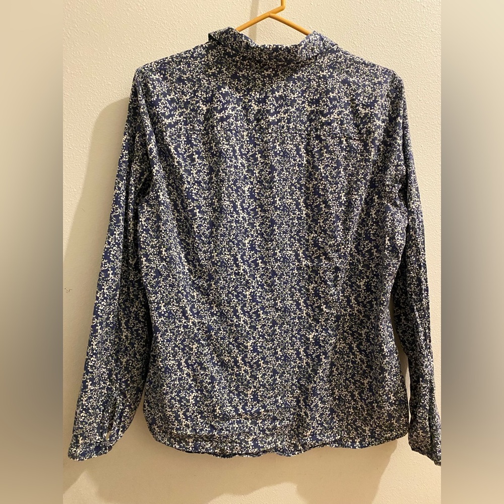 Liz Claiborne Blue, Green, White Floral Button Down Shirt w/ Pleated Front Sz XL - Picture 6 of 10